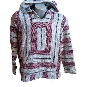 Small Baja Joe Striped Baja Hoodie Poncho Drug Rug Mexico NWOT